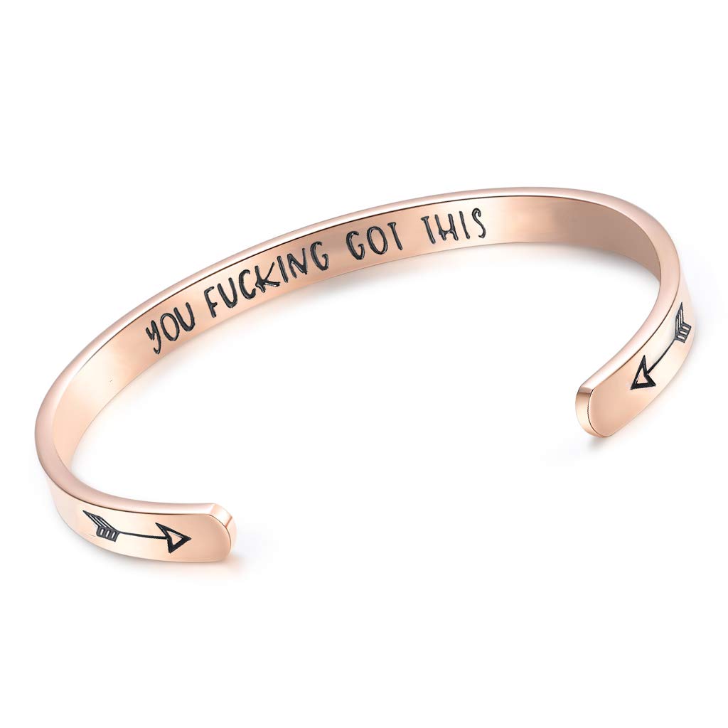 CERSLIMO Friendship Bracelet for Womens - Inspirational Friendship Gifts for Best Friend, Motivational Cuff Bangle for Sister Mother Teacher Gifts Bracelet Birthday Christmas, You Got This