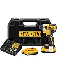 DEWALT DCF887D2 20V MAX XR Li-ion 2.0 Ah kit de destornillador de impacto sin cepillo, 0.25 pulgadas, 3 velocidades