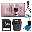 Canon Powershot ELPH 115 IS Pink Digital Camera 16GB Bundle - Includes camera, 16GB SD Memory Card, Ultra-Compact Digital Camera Deluxe Carrying Case, NB-11L Replacement Battery, Flexible Mini Table-top Tripod, and 3pc. Lens Cleaning Kit