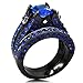 Black Blue Princess Cut Cubic Zirconia Wedding Ring Set (9)