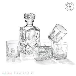 Display of whiskey glasses and decanter