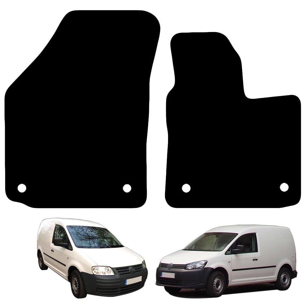 Carsio Carpet Car Mats For VW Caddy 2004 to 2021 Tailored Fit Floor Mat Complete Accessory Black Custom Fitted - All Weather, Anti-Slip Backing & Black Trim
