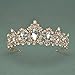 SWEETV Royal CZ Crystal Crown for Women, Rose Gold Bridal Tiara, Princess Headpieces Prom Birthday Wedding Hair Accessories