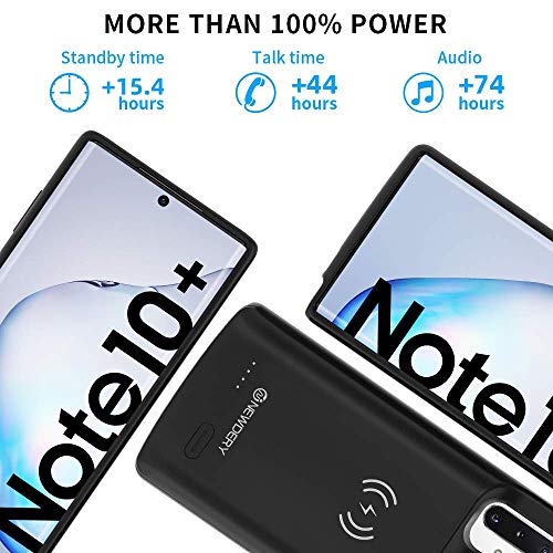 NEWDERY Galaxy Note 10 Plus Battery Case, Built-in 6000mAh Qi Wireless Charging Receiver Mode, Extended Backup Charger Case for Samsung Galaxy Note 10 + 5G