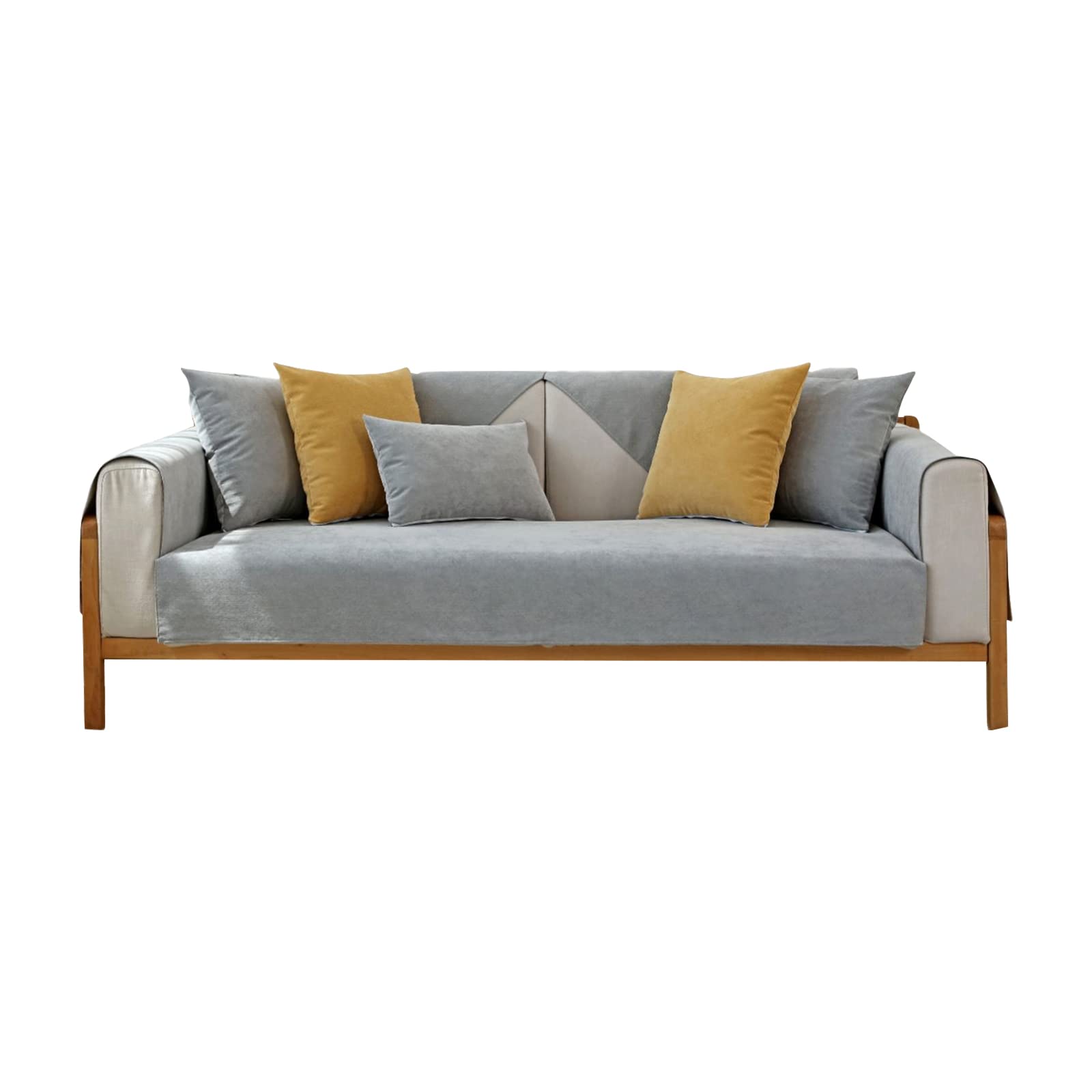 VanderHOME Solid Colour Sofa Protector 1/2/3/4 Seater Waterproof Non-slip Furniture Cover for Dogs 90 * 70cm - Grey Backrest Cover
