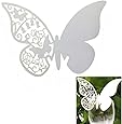 100 Segnaposto Farfalle Bianco Perlato Per Bicchiere - Bomboniera Matrimonio, Segnatavolo, Decorazione Ambiente | Cartoncino Laserato 10x6 Cm
