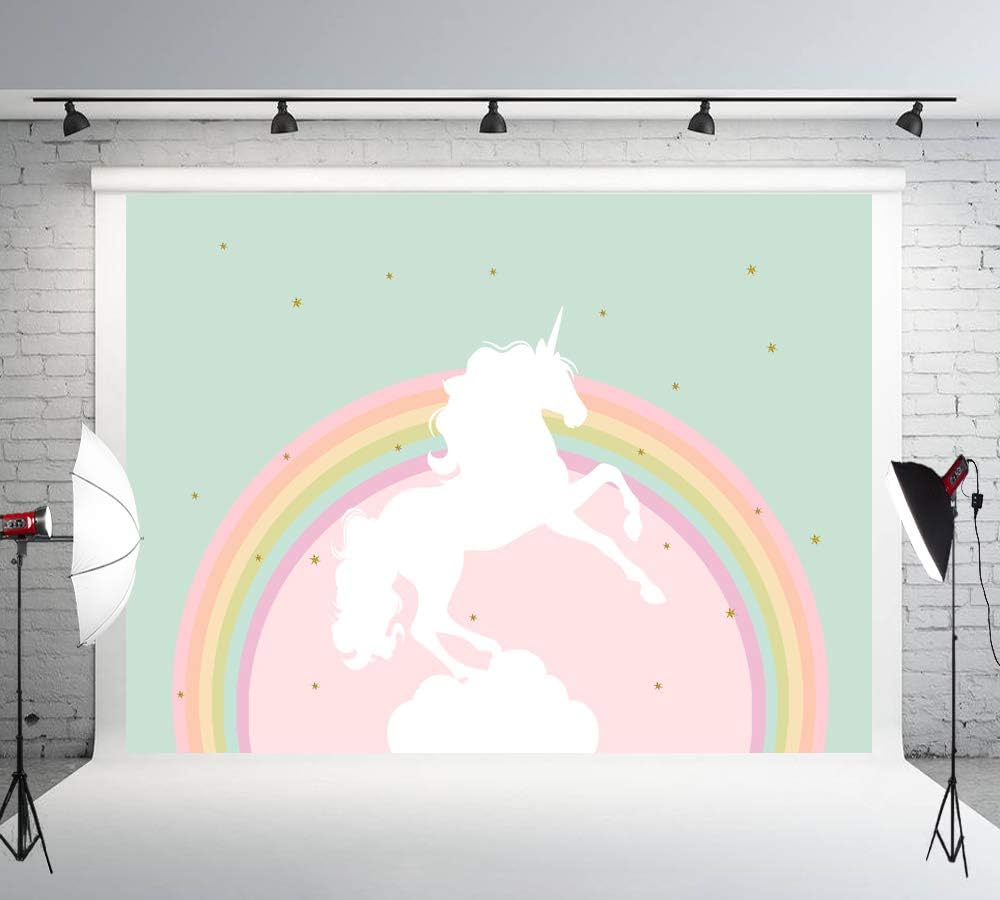 Muzi Photography Backdrops Unicorn Flying In The Rainbow With Sky