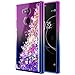 NageBee Compatible with Sony Xperia XA2 Ultra Case w/[Full Coverage Tempered Glass Screen Protector] Glitter Liquid Quicksand Waterfall Floating Flowing Sparkle Shiny Girls Cute Case (Purple/Blue)