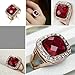 Yoursfs 18k Rose Gold Plated Big Blood Red Garnet Crystal Square Stone Cocktail Ring for Women Vintage Halo Ruby Diamond Statement Rings Fashion Jewelry Mom Gift
