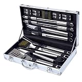 Grill Tool Set, Kacebela BBQ Tools, Grill Utensil Set with Storage Case for Outdoor Barbecue Grilling (Stainless Steel,19-Piece)