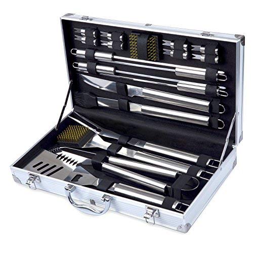 Grill Tool Set, Kacebela BBQ Tools, Grill Utensil Set with Storage Case for Outdoor Barbecue Grilling (Stainless Steel,19-Piece)