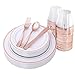 100 Piece Gold Plastic Plates with Gold Silverware, Premium Plastic Dinnerware Set Includes : 20 Dinner Plates , 20 Dessert Plates, 20 Forks, 20 Knives and 20 Spoons (rose gold dinnerware set)
