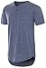 URBAN K Men's Elong Hipster Crewneck Shirt with Front Button Down