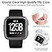 EZCO Compatible with Fitbit Versa Case Plus Charger [3+1 Pack], Exclusive Charging Dock Stand (Can Charge Case On) + Soft TPU Protector Case Bumper for Versa Smart Watch