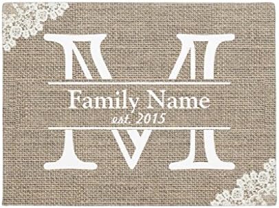 Monogram Rustic Family Name Doormat Rubber Front Floor Door Mats Welcome Entrance Way Door Mats for Home 16 x 24"