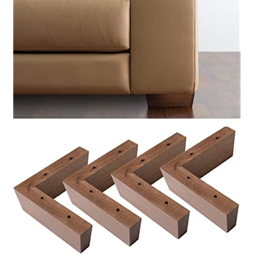 IPEA 4-in-1 Furniture Feet - Walnut Wood - Height 50 mm - Made in Italy - Sofa, Cabinet & Armchair Feet - Tapered Legs