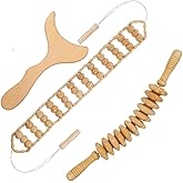 3-in-1 Wood Therapy Massage Tools Lymphatic Drainage Massager Maderoterapia Kit Wooden Gua Sha Massager Body Sculpting Tools for Muscle Pain Relief, Anti-Cellulite, Body Contouring and Shaping