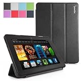 Kindle Fire HDX 7 Case - Poetic Kindle Fire HDX 7 Case [Slimline Series] - [Lightweight] [Ultra-slim] PU Leather Slim-Fit Trifold Cover Stand Folio Case for Amazon Kindle Fire HDX 7 (2013) Black (3 Year Manufacturer Warranty From Poetic)