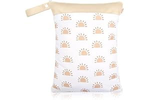 Smarbore Wet Dry Bags for Baby Cloth Diapers & Breast Pump Parts, Waterproof Reusable Wet Bag with Two Zippered Pockets & Handle, Beach Pool Gym Bag Stroller Yoga Toiletries Daycare Organizer