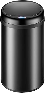 monzana Sensor Mülleimer 56L Abfalleimer mit LED Funktionsanzeige Automatik Müllbehälter Abfallbehälter Edelstahl Papierkorb mit Bewegungssensor und Deckel schwarz