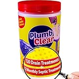 Drain Cleaner & Septic Tank Treatment - 1 Year Supply - Great Drain Clog Remover - Safe Natural Enzymes Clean Pipes - Stop Sewer Smell & Toilet Overflow - For Bathtub Shower & Kitchen PlumbClear