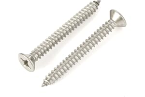 Mellewell #10 x 2 (3/8" to 2" Available) Flat Head Sheet Metal Screws Wood Screws, 304 Stainless Steel 18-8, Self Tapping, 50 PCS