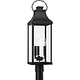 Capital Lighting 946432BK Bradford Clear Glass Outdoor Post Lantern, 3-Light 180 Total Watts, 27" H x 8" W, Black
