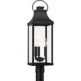 Capital Lighting 946432BK Bradford Clear Glass Outdoor Post Lantern, 3-Light 180 Total Watts, 27" H x 8" W, Black