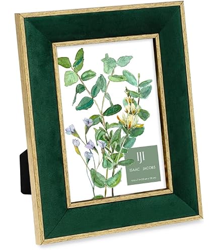 Amazon.com - Isaac Jacobs 5x7 Olive Green Leather w/Gold Metal