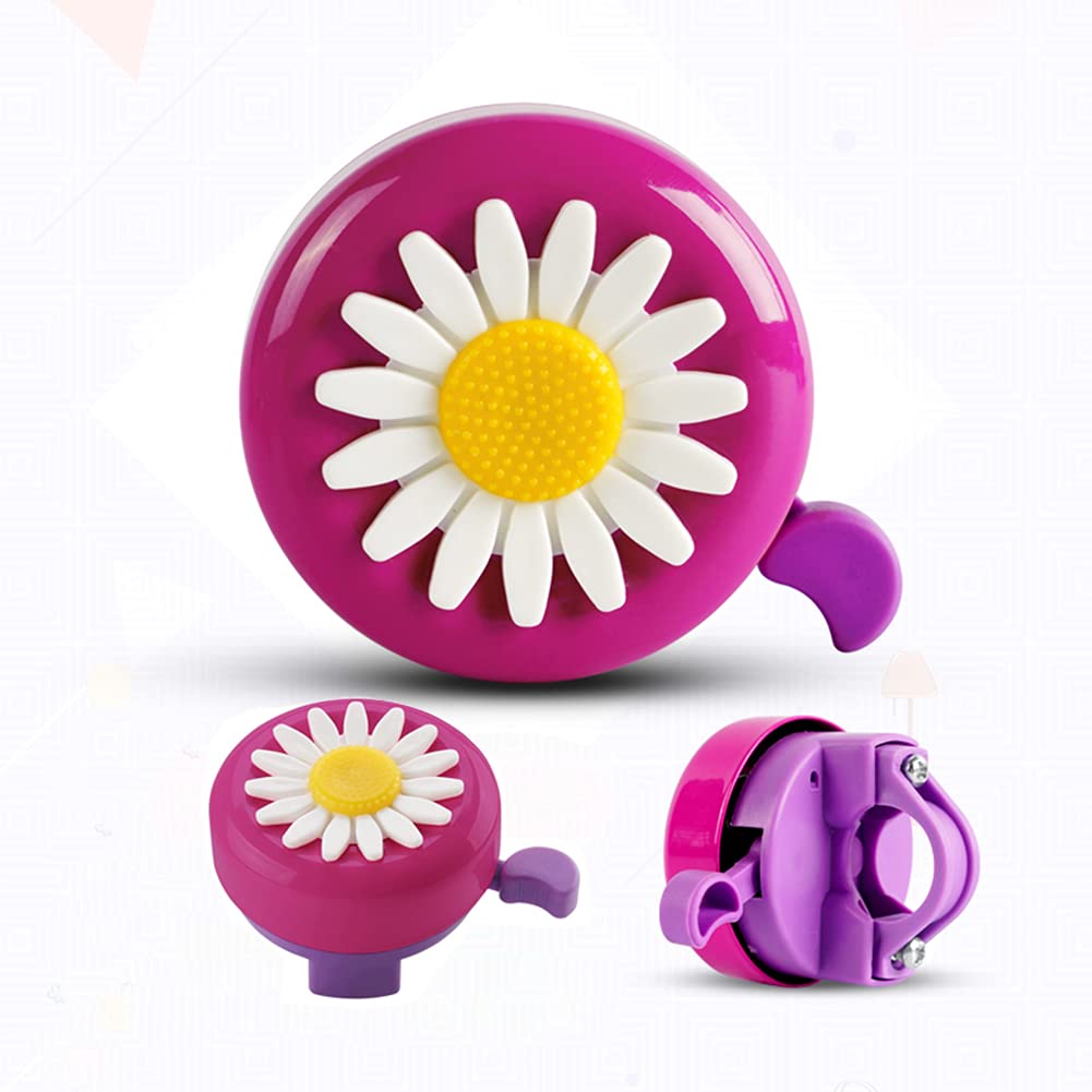 Holoras 2 Pack Kids Bike Bell, Daisy Flower Toddler Scooter Bell with Loud and Clear Sound, Bicycle Accessories Bell for Girls, Boys, Adults Kids(Rose Purple)