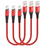 Cabepow 3Pack Nylon Braided Short USB Type C Cable 1ft Compatible for Samsung Galaxy S9 S8 Plus Note 9 8,Huawei,Moto Z Z2,LG V30 V20,Google Pixel XL