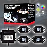 OCPTY 4 Pods RGB LED Rock Lights Kits Waterproof Offroad Rock Lights App Bluetooth Control with Timing Music Mode Neon Lights Kits Replacement fit for Cars Trucks SUV Jeep