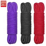 All-Purpose Color Cotton Twisted Rope - Soft and Sturdy, Knot Tying Rope 32 Feet Length,1/3-Inch Ditameter (Black, red, Purple) LIMTED TIME Offer