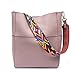 BOSTANTEN Women's Leather Designer Handbags Tote Purses Shoulder Bucket Bags Taro Pink