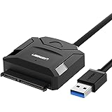 UGREEN USB 3.0 to SATA Adapter Cable Converter Supports UASP SATA III for 2.5 3.5 Inch Hard Drive Disk HDD and SSD, with 12V 2A Power Adapter