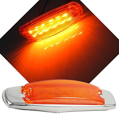 NEW SUN 2pc LED Trailer Side Marker Lights Amber Clearance Lamp w/Bezel - 12 Diodes - Thumbnail 4
