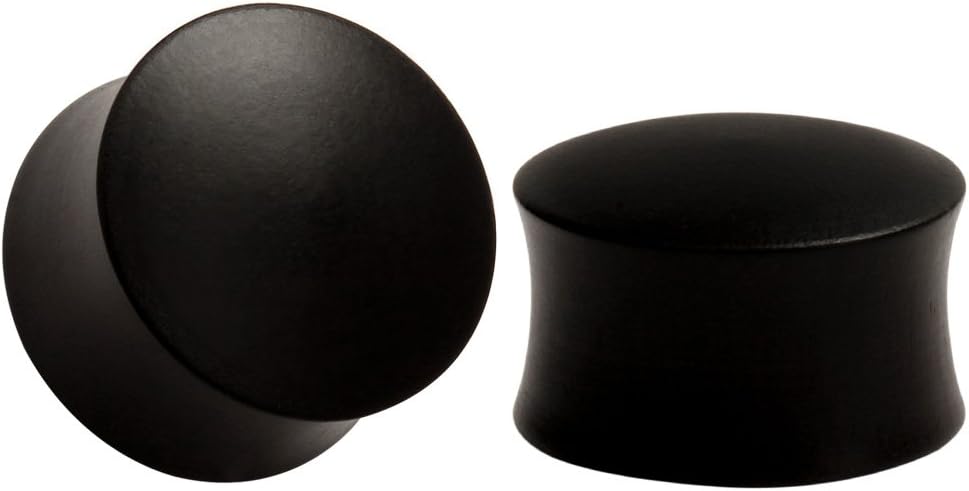 KUBOOZWooden Design Ear Expander Black/brown Solid Color Plugs Ear Piercing Gauge Size 8-25mm