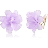 LAXPICOL Fashion Flower Clip On Earrings For Women Cute Lovely Acrylic Flower Earrings No piercing Earrings