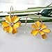 Navachi 18k Gold Plated Yellow Enamel Flower Crystal Az2817e Hoop Earrings(dia. 3cm)