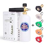 AYOGU Foam Cannon Adjustable Snow Foam Lance with 1/4 Quick Connector Foam Blaster for Pressure Washer Gun 1 Liter Bottle,5 Pressure Washer Nozzles for Cleaning
