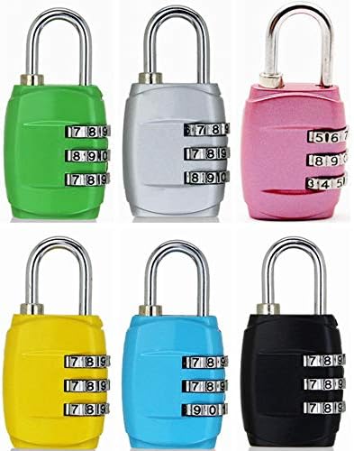 GUANGRUIDA 3 Digit Combination Lock for Gym, Sports, School & Employee Locker, Outdoor, Fence, Hasp and Storage (6 Pack)