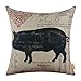 LINKWELL 18x18 inches Vintage Looking Farmhouse Pig Country Burlap Pillowcase Throw Cushion Cover (CC1262)
