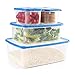 COZZINE Food Storage Containers, Airtight Leak Proof Lock Durable Plastic Microwaveable Bento Box Dishwasher and Freezer Food-Safe, BPA Free (Blue, 4-Piece) primary