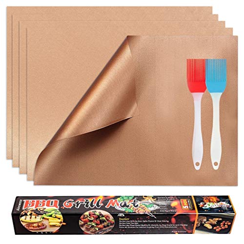 KOLIFEGOODS Grill Mat, 5PCS BBQ Baking Mat NonStick Reusable Copper
