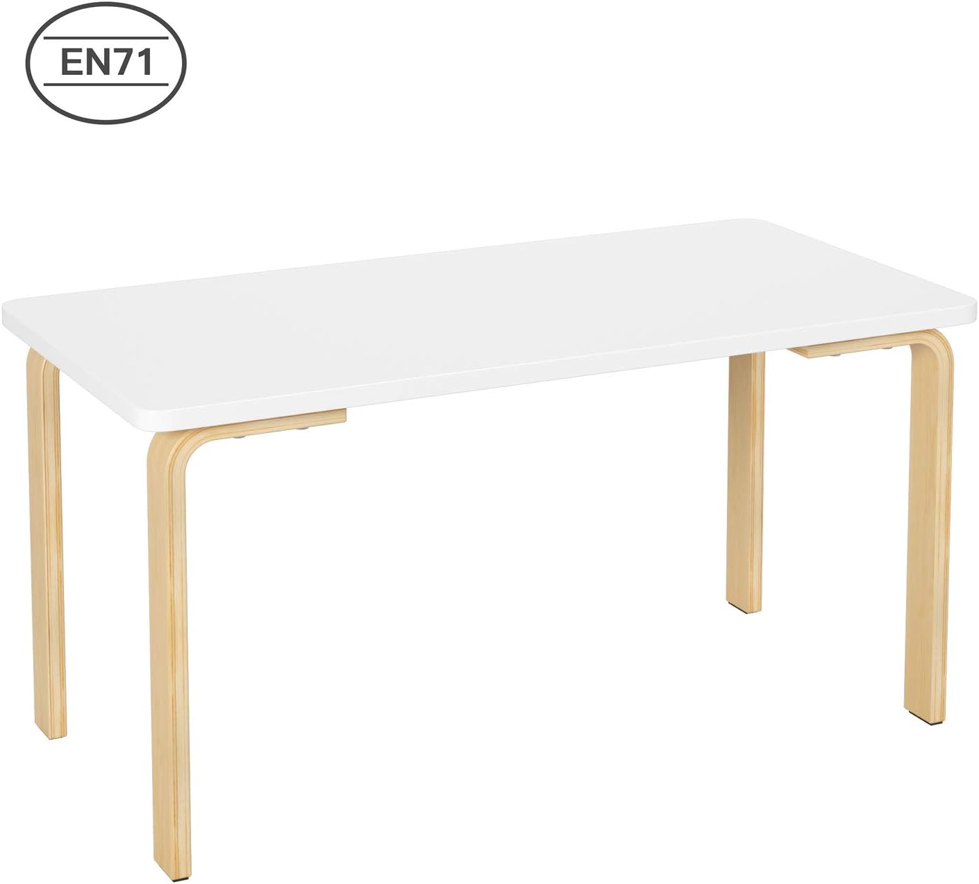 Homfa Wooden Children Table Rectangular Toddler Childrens Study Activity Table Play Table Side Table Nursery School Home Playroom White 100x50x50cm Amazon Co Uk Kitchen Home