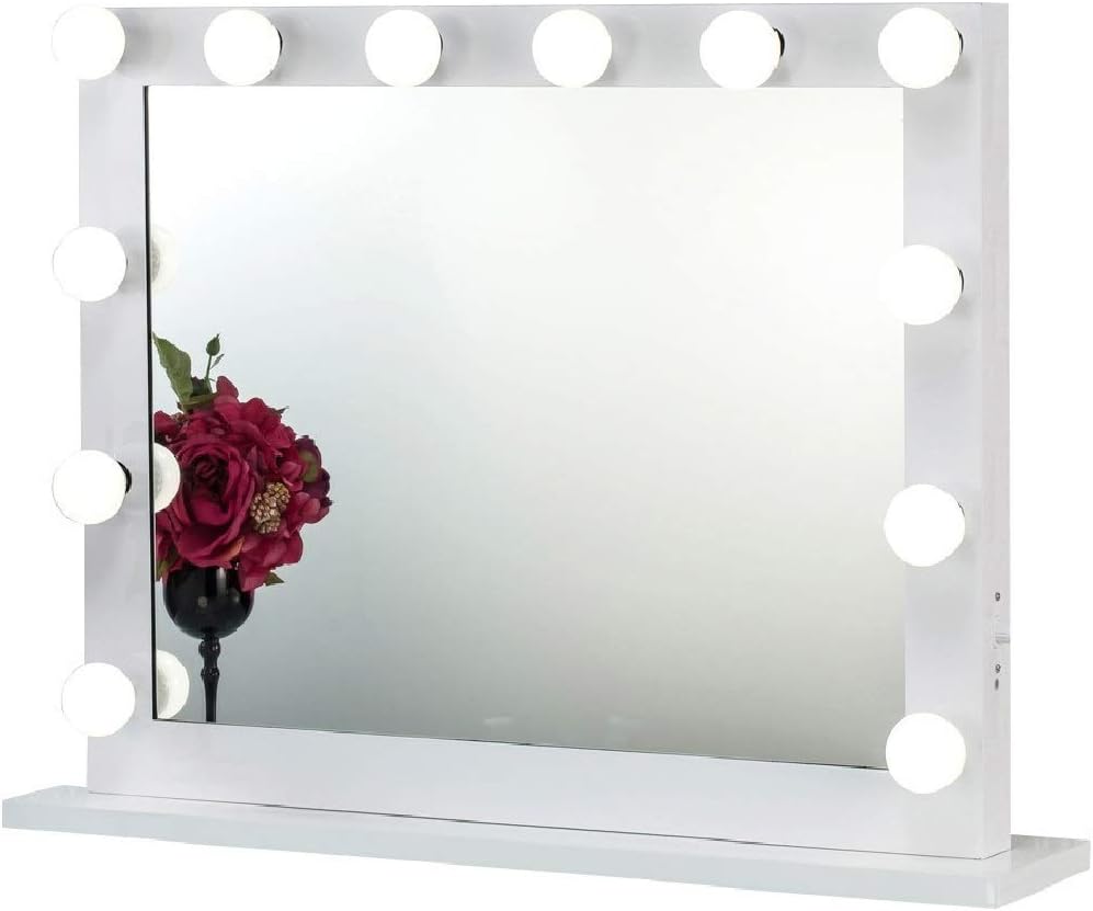Toyswill White Hollywood Lighted Makeup Vanity Mirror with Light, Makeup Dressing Table Vanity Set Mirrors