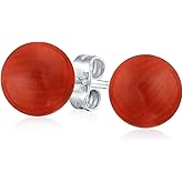 Classic Simple 6MM Circle Design Gemstone Round Ball Stud Earrings for Women Teens .925 Sterling Silver with a Variety of Birthstone Options