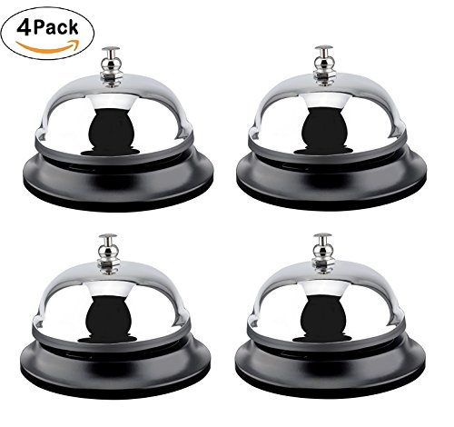 4 Count Call Bells, 3.3 Inch Diameter, Chrome Finish, All-Metal Construction, Desk Bell Service Bell for Hotels, Schools, Restaurants, Reception Areas, Hospitals, Warehouses - Thumbnail 5