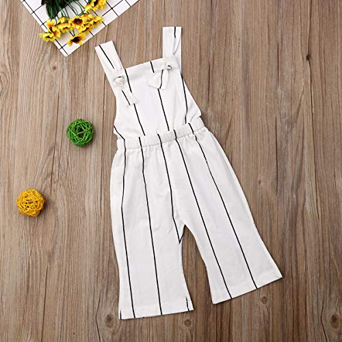 Toddler Baby Girls Halter Romper, Kids Sleeveless Striped Bell-Bottom Jumpsuit Pants Overalls Outfits