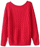 SKCUTE Cable-Knit Sweaters Knitted Pullovers Red